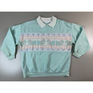 Vintage 90s Brooke Lauren Womens Dog Knit Sweater XL Coquette Grandma Kawaii